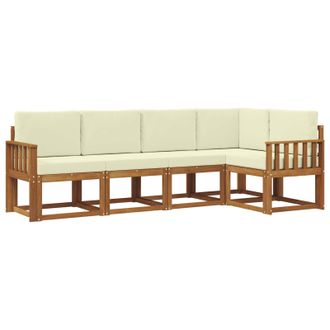 vidaXL Conjunto De Sof&aacute;s De Exterior Con Coj&iacute;n 5 Pcs Natural Y Crema Vidaxl
