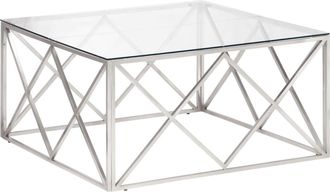 vidaXL Mesa De Centro Plateada Acero Inoxidable Y Vidrio Templado Vidaxl