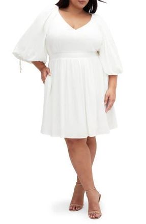 City Chic Scarlette Long Sleeve Dress in Ivory at Nordstrom Rack, Size 18W