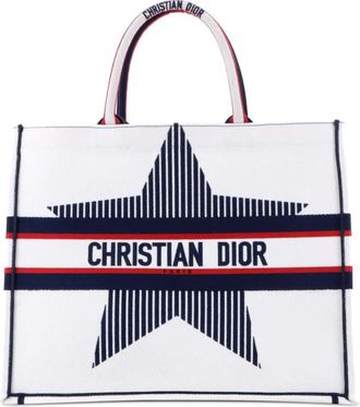 Dior Book Embroidered Canvas Large tote bag - Blauw