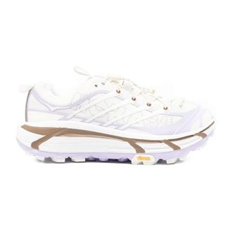 Hoka One One Sneakers, male, White, Size: 4 1/3 US Wordmark Alabaster Iris Flower Trail Shoes