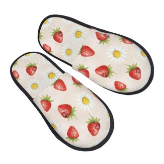 Generic Soft House Slipper Men Ladybug Strawberry House Shoes Lightweight Womens Slippers for Travel Ladies Family L
