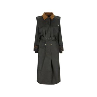 Barbour Gewaxt katoenen jas met ceintuur - Dames - Mantels - Groen - Maat: XS Katoen