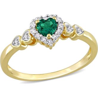 Delmar Gold-Tone Cubic Zirconia Heart Shape Ring in Green at Nordstrom Rack, Size 9