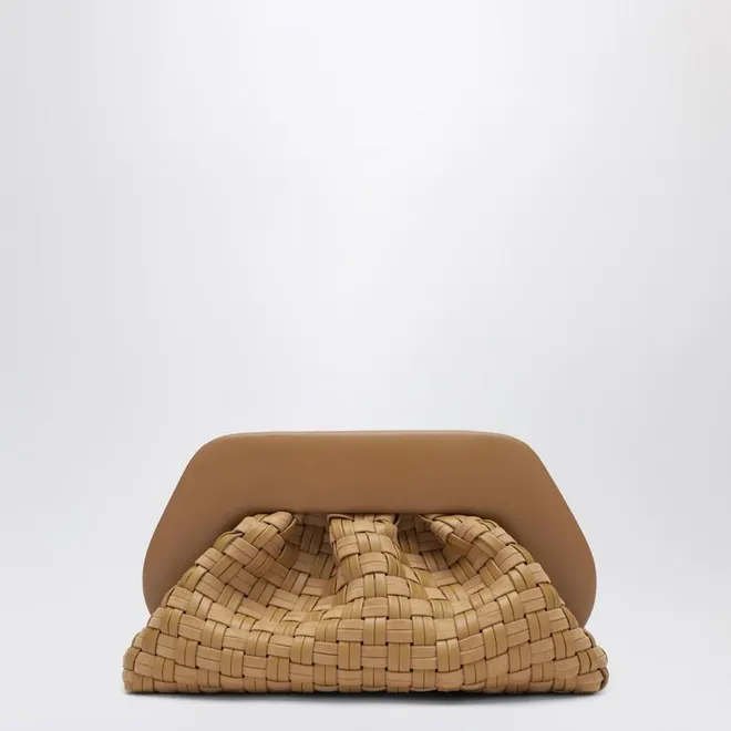 Woven clutch Tia in biscuit color