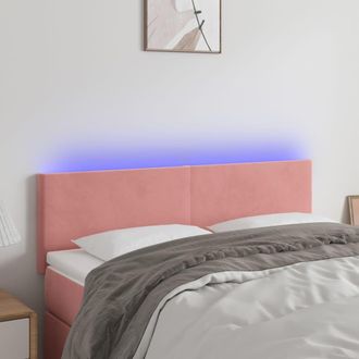 vidaXL Cabecero Con Led De Terciopelo Rosa 144x5x78/88 Cm Vidaxl