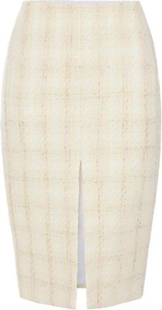 Elisabetta Franchi Midi Tweed Rok - Dames - Kokerrokken - Geel - L - Tweed - Rokken