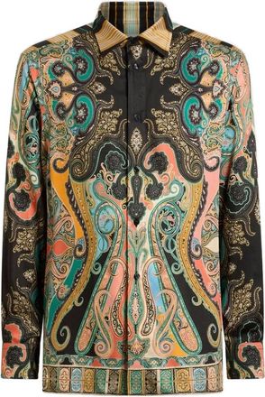 Etro Camicia a righe con stampa paisley - Nero