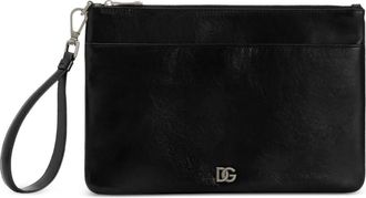 Dolce & Gabbana Leather Toiletry Bag Storm - Heren - Toilettassen - Zwart - ONE Size - Leer - Tassen