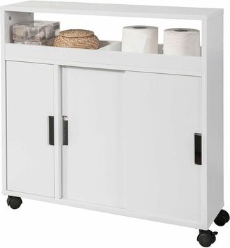 SoBuy Carro Multiuso con Ruedas para Baño,Mueble Auxiliar Baño 2 Estantes y 2 Bandejas,Blanco BZR02-W Sobuy es