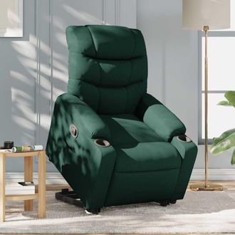 vidaXL Sill&oacute;n Reclinable Elevable Tela Verde Oscuro Vidaxl
