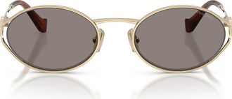 Miu Miu 54mm Oval Sunglasses in Pale Gold /Dark Grey at Nordstrom