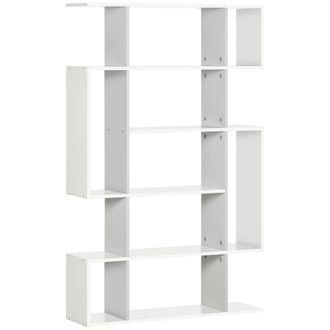 HOMCOM 5-Tier Bookshelf Freestanding Decorative Storage Shelves for Home White | TJ Hughes