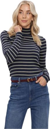 Tommy Jeans TJW Essential Mock Neck - Dames - Coltruien - Blauw - M - Katoen - Truien & Vesten