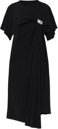 Maison Margiela Oversized jurk met patch - Dames - Casual kleedjes - Zwart - XS - Katoen - Kleedjes