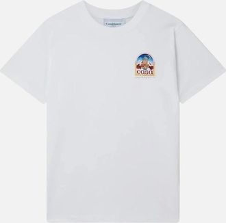 Casablanca Mens CASABLANCA Mens T Shirts VUE DE LARCHE Crew Neck Shorts Sleeve Printed Summer - White - Size: 36