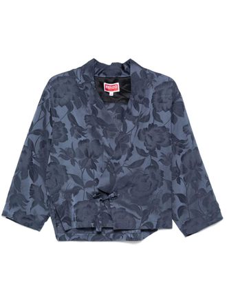 Kenzo Jas met bloemjacquard - Blauw