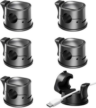 OEM Sujetacables Autoadhesivos - Clips Giratorios - Organizaci&oacute;n De Cables De Escritorio - Mecanismo De Resorte De Una Sola Mano - 3x3x2 Cm - Negro