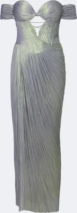 Maria Lucia Hohan Edena pleated off-shoulder silk bustier gown
