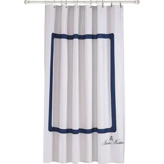 Brooks Brothers Contrast Frame Shower Curtain in Silver at Nordstrom Rack