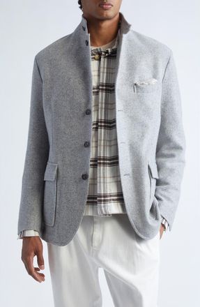 Eleventy Single Breasted Cashmere & Silk Jacket in Light Gray Melange at Nordstrom, Size 36 Us