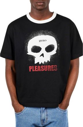 Pleasures X Zero Skateboards Single Skull Heavyweight Cotton Jersey Ringer Graphic T-Shirt in Black at Nordstrom, Size X-Large