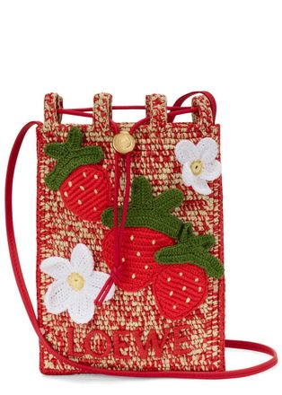 Loewe X Paulas Ibiza Strawberry Raffia Cross-body Pouch - Multicoloured 1 - One Size