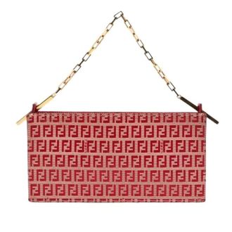 Fendi Pre-owned Shoulder Bags, female, Red, Size: ONE SIZE Pre-owned Canvas Shoulder Bag