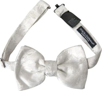Dolce & Gabbana Bloemen Zijden Strikje Mannen Wit - Heren - Accessoires - Wit - ONE Size - Accessoires