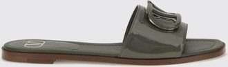 Valentino Garavani Sandali slide VLogo Signature in pelle verniciata con tacco basso