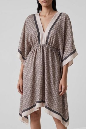 Brunello Cucinelli WomenS Beige Silk Relaxed Dress, Size XS