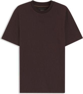 BOSS Windowpane-check T-shirt in a cotton-and-silk blend