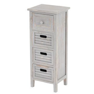 Hhg [nunca Usado] C&oacute;moda T18, Cajonera, 4 Cajones, 74x30x25cm Shabby-look Vintage, Gris