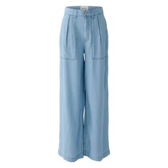 Oui Wide Trousers, female, Blue, XS, Wide Lyocell Trousers