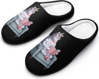 Generic Unicorms Believe Yourself Book Funny Mens Cotton Slippers Soft Non-Slip Rubber Sole House Slipper Indoor Outdoor