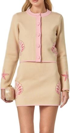 English Factory Seashell Cardigan in Light Beige/Pink at Nordstrom, Size X-Small