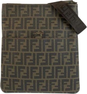Fendi Pre-owned Cross Body Bags, male, Brown, Size: ONE SIZE Pre-owned Zucca PVC Shoulder Bag
