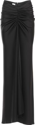 Andamane Iris Satin Maxi Skirt with Gathered Drape Detail