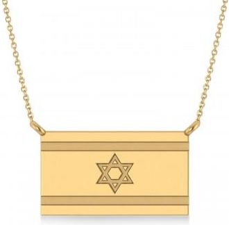 Allurez Israel Flag Pendant Necklace 14K Yellow Gold