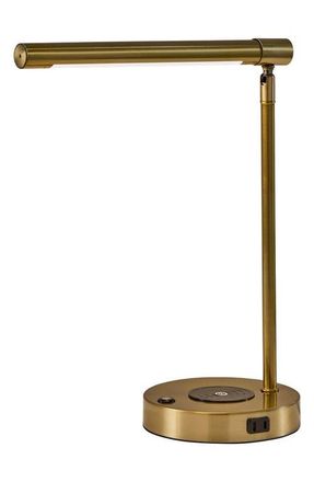 Adesso DAX LED Wireless Charging Desk Lamp in Antique Brass at Nordstrom