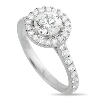 Luxury Bazaar 14K White Gold 1.53ct Diamond Halo Ring MF45-031726