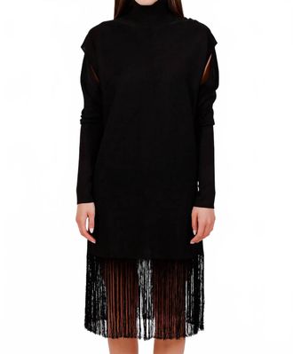 Ferragamo Cutout And Fringe Hem Dress In Black