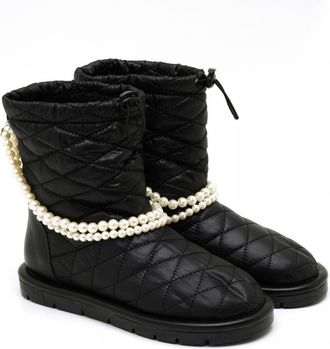 Desa Womens Textile Boots - Synthetic Sole, Flat Heel | Black - 37