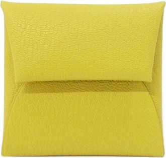 Herm&egrave;s Dark Yellow Yellow Chevre Leather Coin Purse/Coin Case (Pre-Owned)
