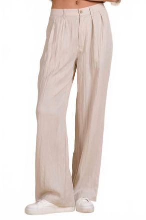 Elan High Waist Pleated Trousers In Light Grey