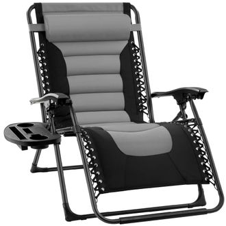 Best Choice Products Oversized Padded Zero Gravity Chair, Folding Outdoor Patio Recliner w/ Side Tray
