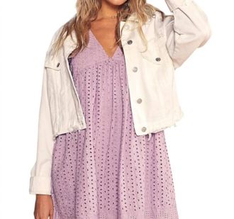 Mustard Seed Paula Distressed Denim Jacket In White