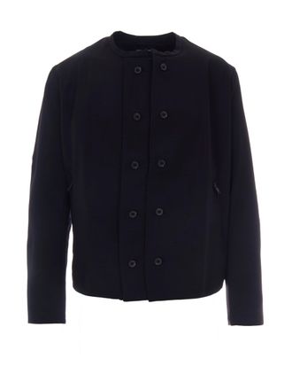 Yohji Yamamoto Wide-Cut Draped Black Jacket with Contemporary Silhouette