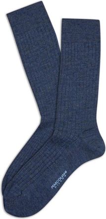 Marcoliani Calze eleganti a coste in lana merino extrafine - - Underwear - Uomo - Blu - ONE SIZE