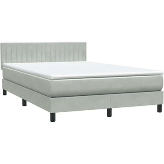 vidaXL Cama Box Spring Con Colch&oacute;n Terciopelo Gris Claro 140x210 Cm Vidaxl